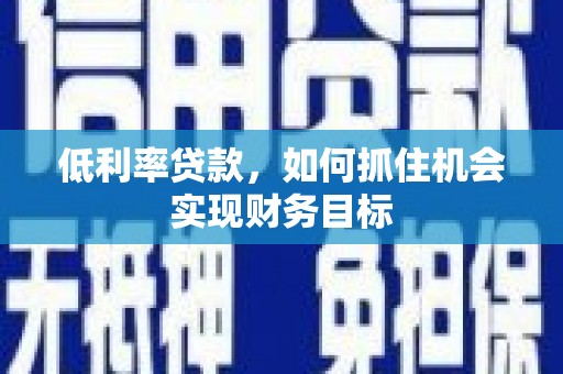 芳苑低利率贷款，如何抓住机会实现财务目标