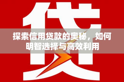 芳苑探索信用贷款的奥秘，如何明智选择与高效利用