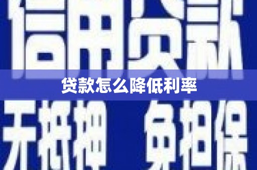 芳苑贷款怎么降低利率